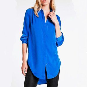 *NWT* Stunning Cobalt Blue Pleated-Shoulder Button-Front Tunic Shirt XS-XXS